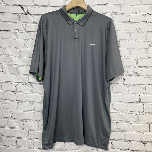Nike Other - NIKE x Tiger Woods Collection Size XXL Mens Snap Front Golf Polo Gray / Green
